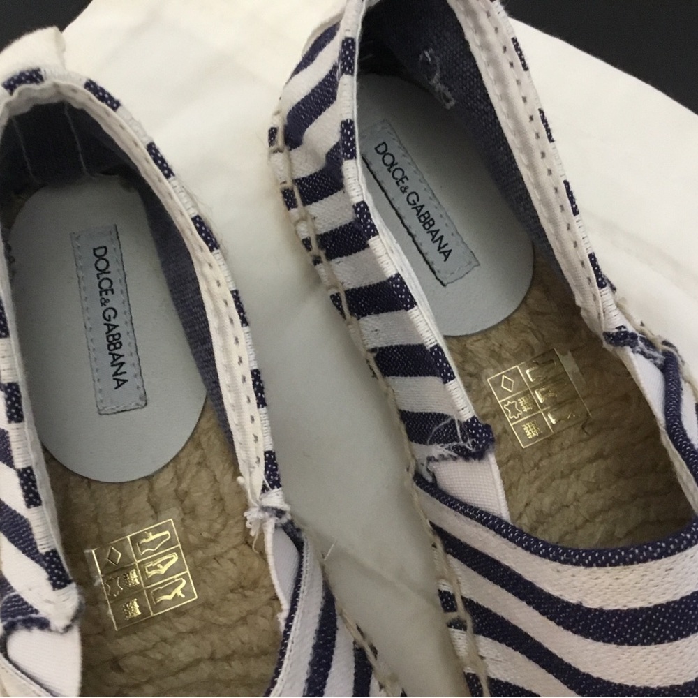Dolce & Gabbana Navy and White Striped Canvas Espadrilles - Picture 5 of 8